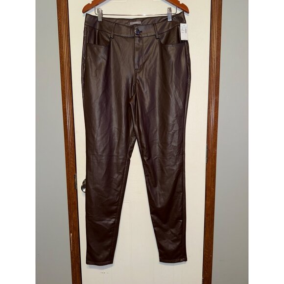 NWT Maurice’s Plus Size Perfect Brown Faux Leather Skinny High Rise Pant Size 14 - Picture 2 of 10
